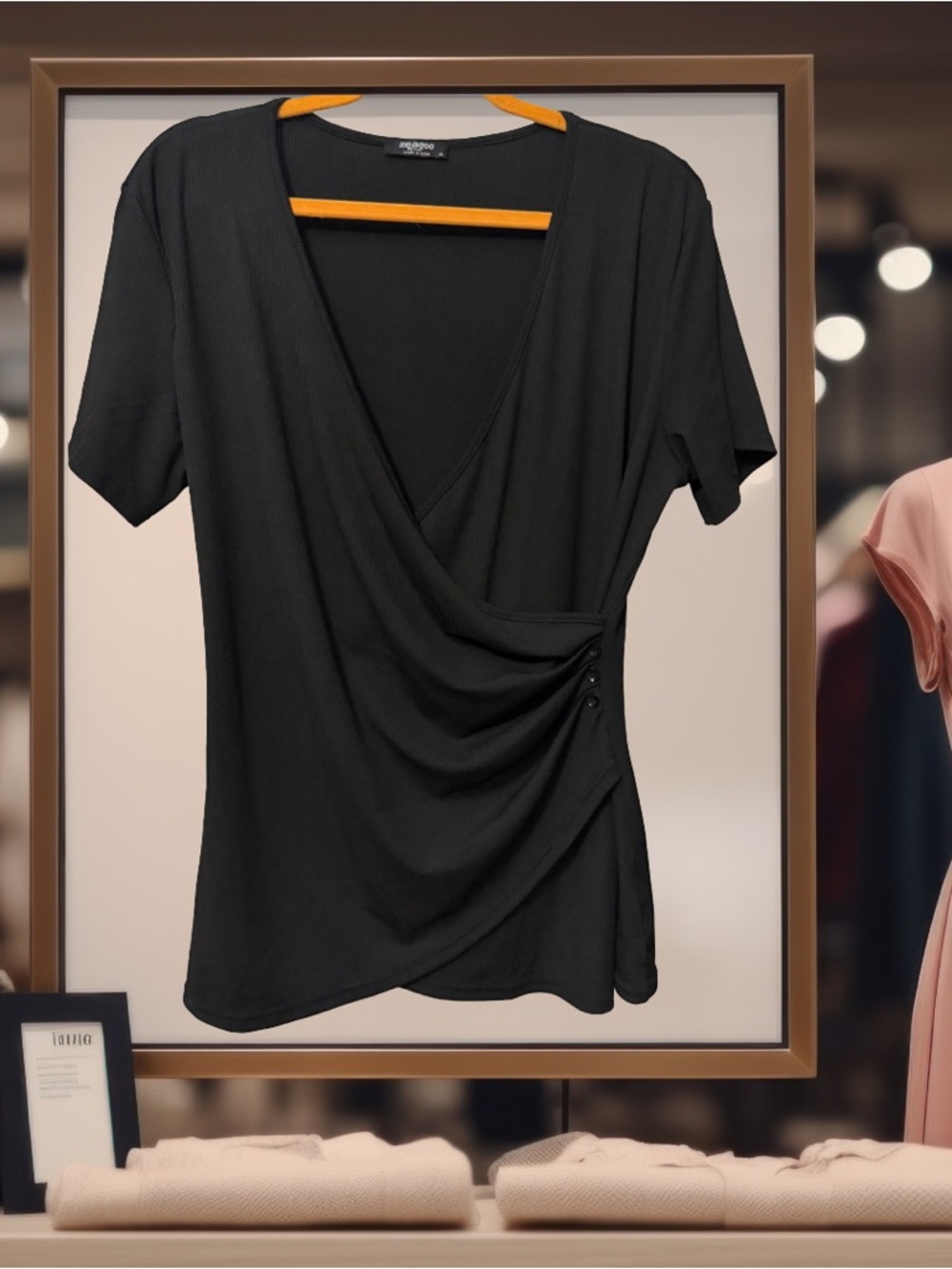 BOGO! Wrap-Style Short Sleeve Ribbed Blouse